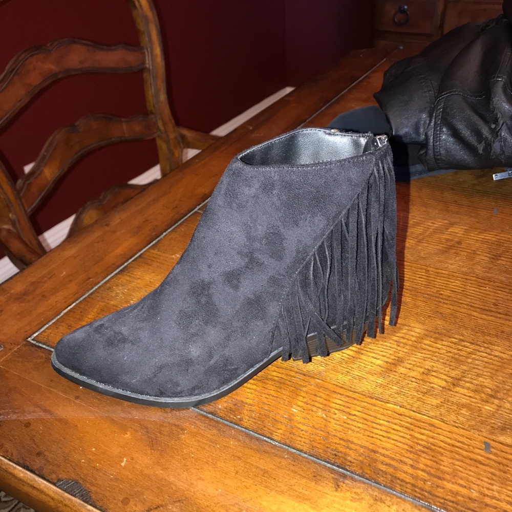 Faux suede ankle booties